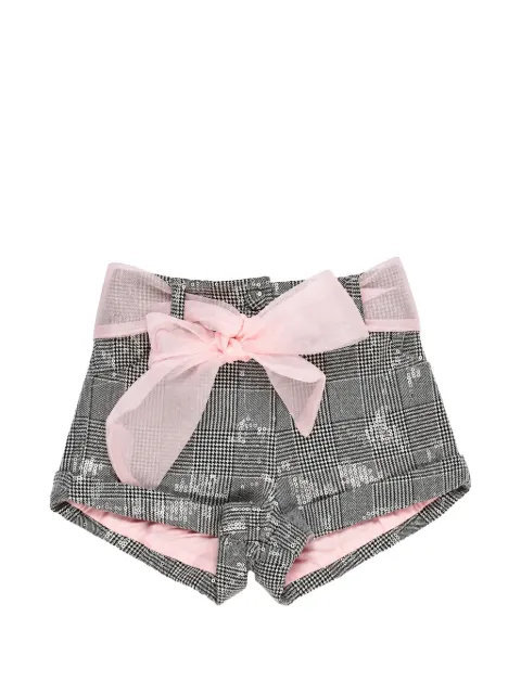 Miss Grant Kids sequin-embellished checked shorts