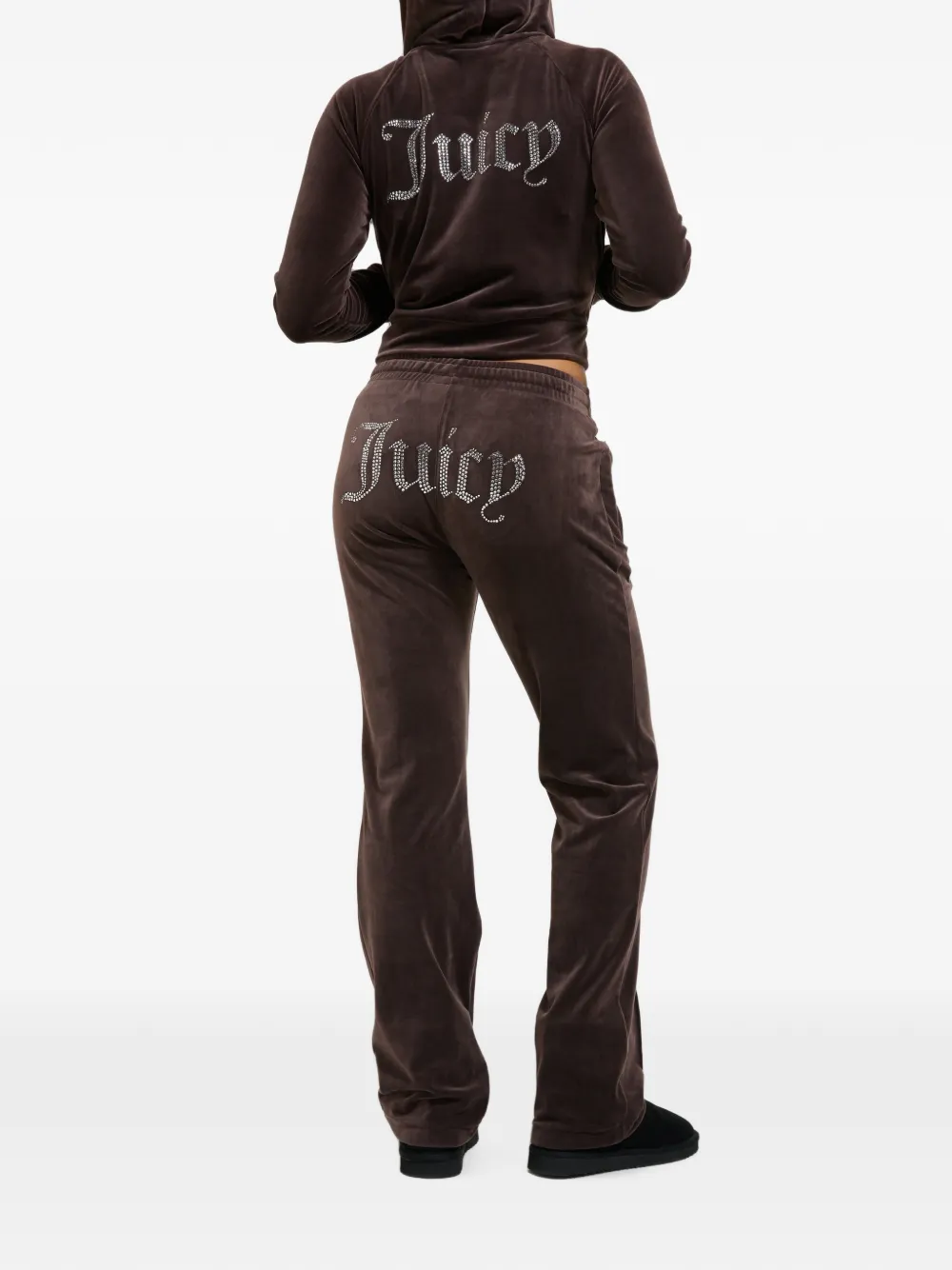 Juicy Couture Diamanté fluwelen hoodie Bruin