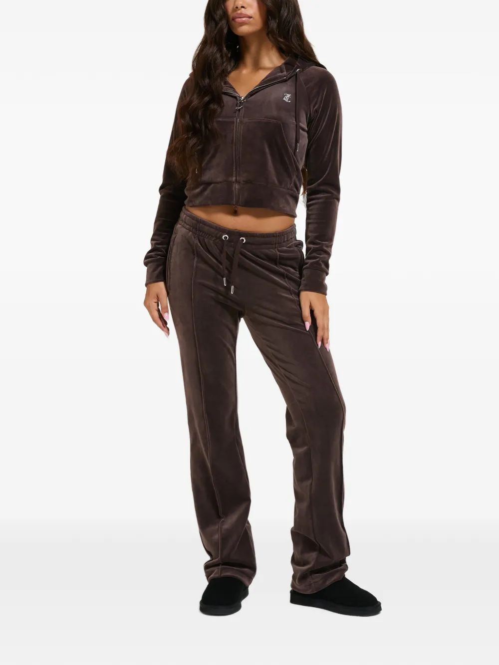 Juicy Couture Diamanté fluwelen hoodie Bruin