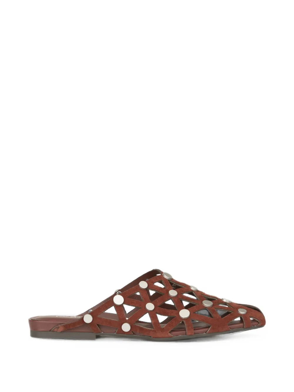 Ash Bone Stud-embellished Cut-out Sandals In Brown