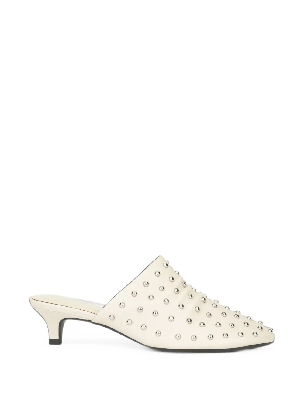 Ash Eloise Stud-embellished Leather Flat Mules In White