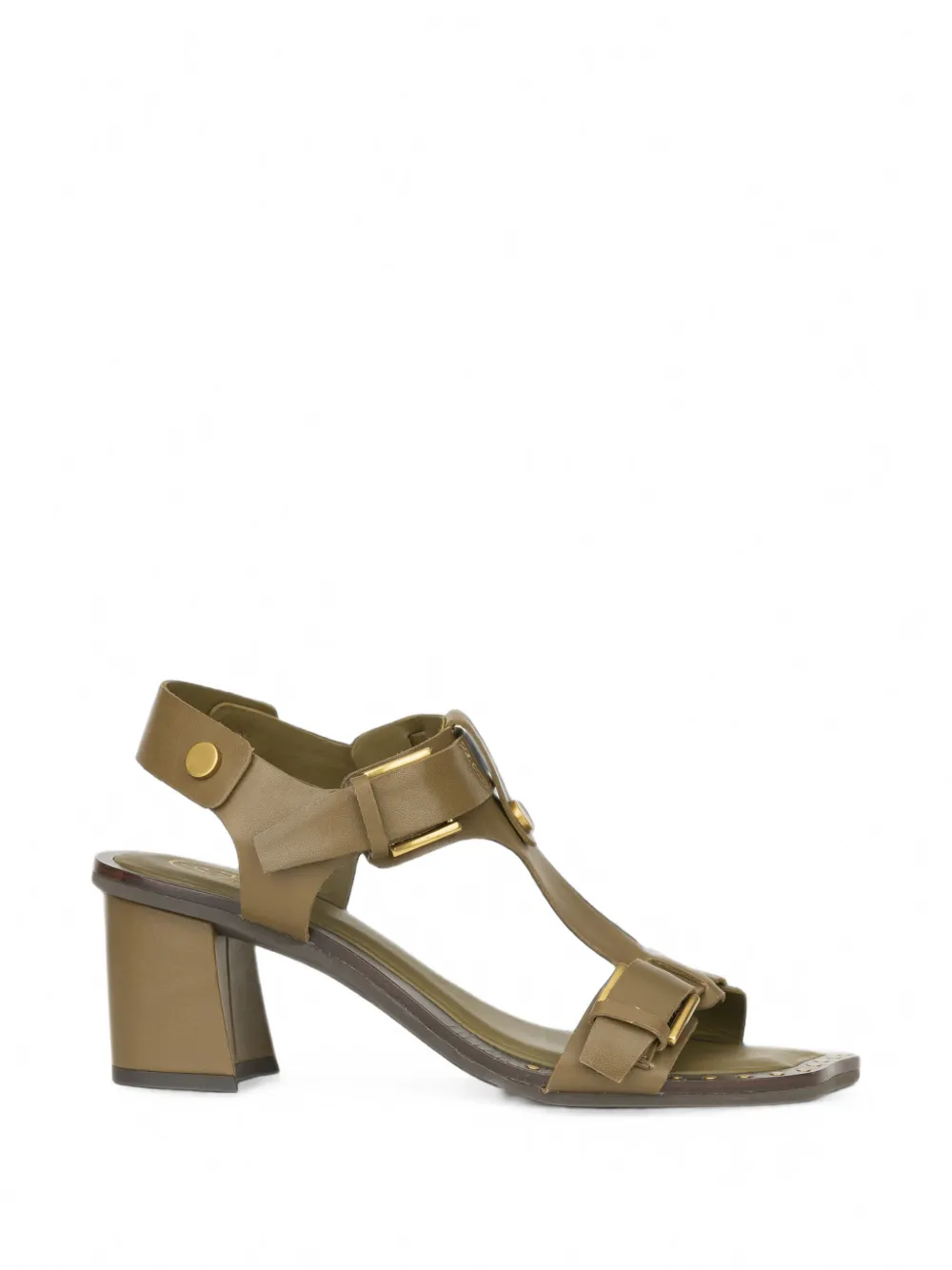 Ash Criss Buckle-detail Calf Leather Sandals In Green