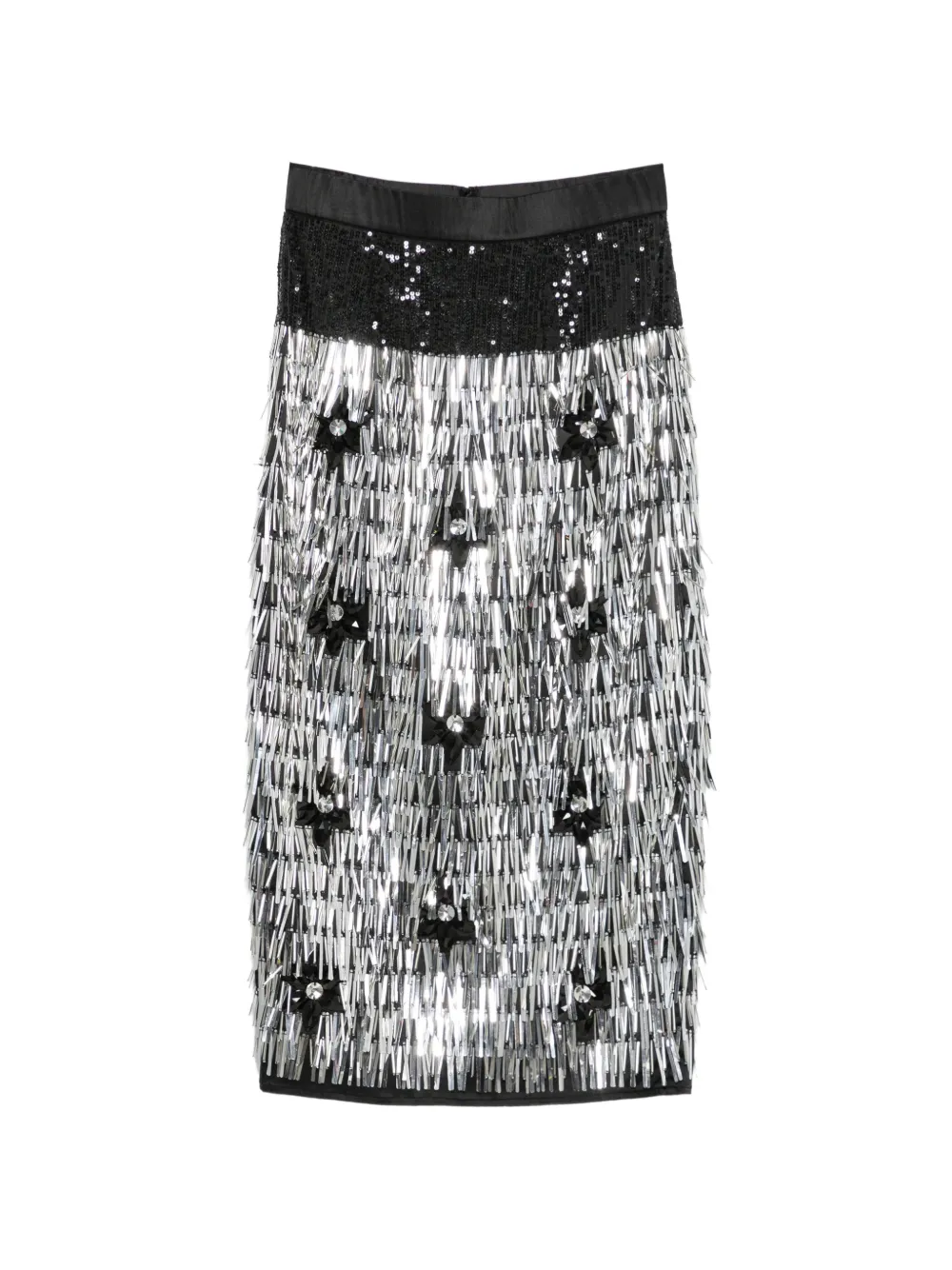 Circus Hotel sequin-embellished fringed midi skirt