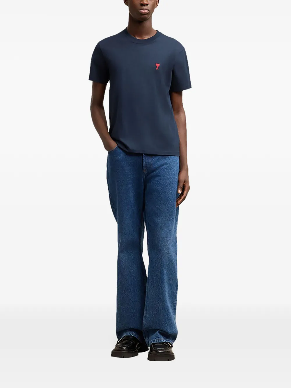 AMI Paris Katoenen T-shirt met Ami de Coeur Blauw