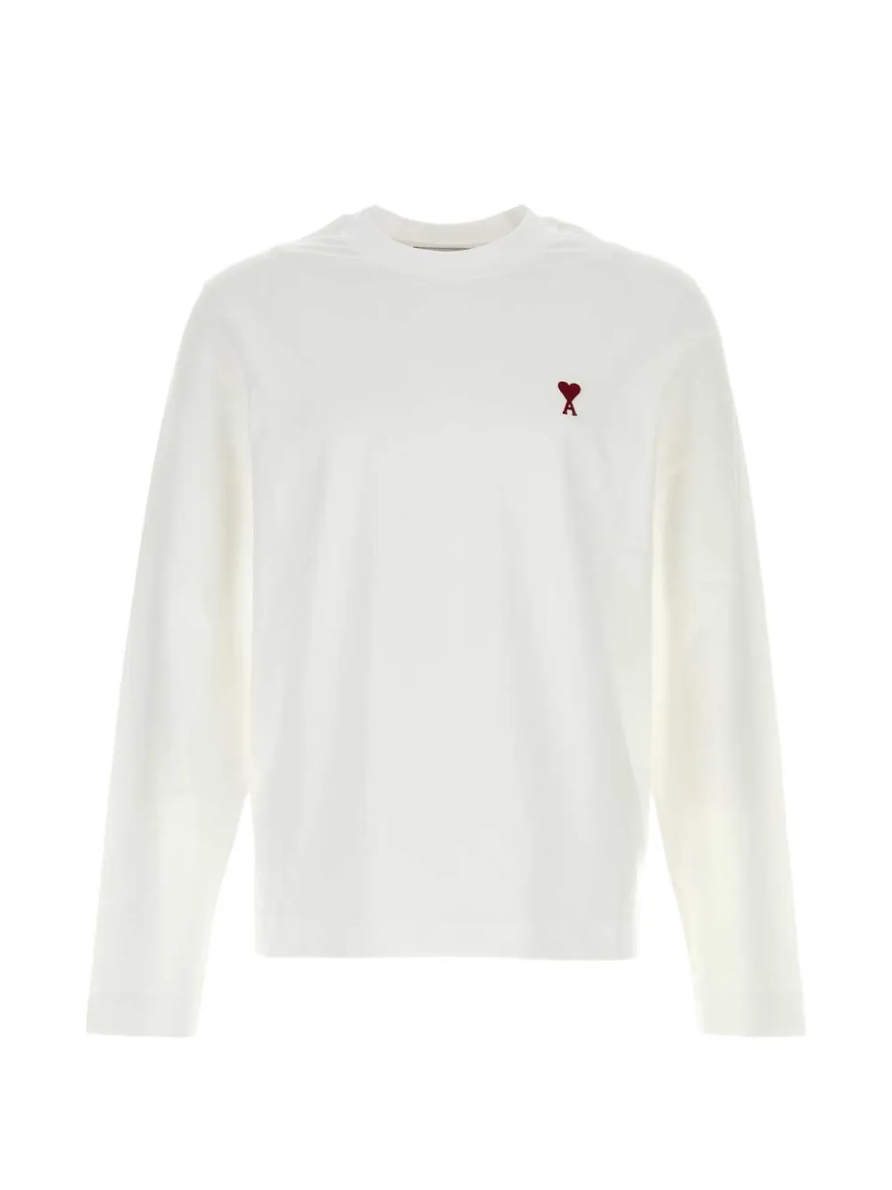 AMI Paris white cotton longsleeves t-shirt with Ami De Coeur