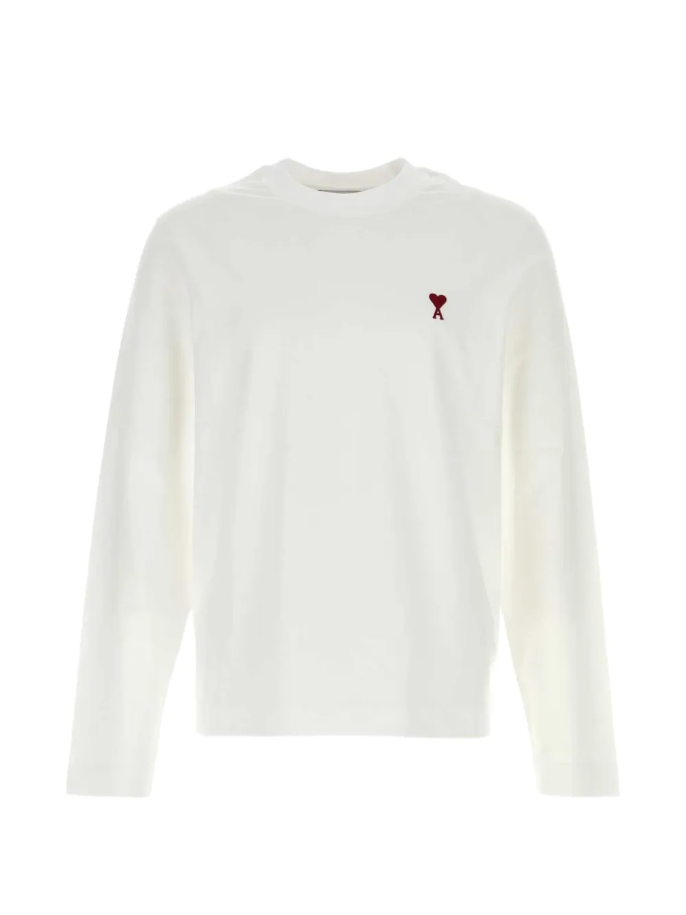 AMI Paris white cotton longsleeves t-shirt with Ami De Coeur
