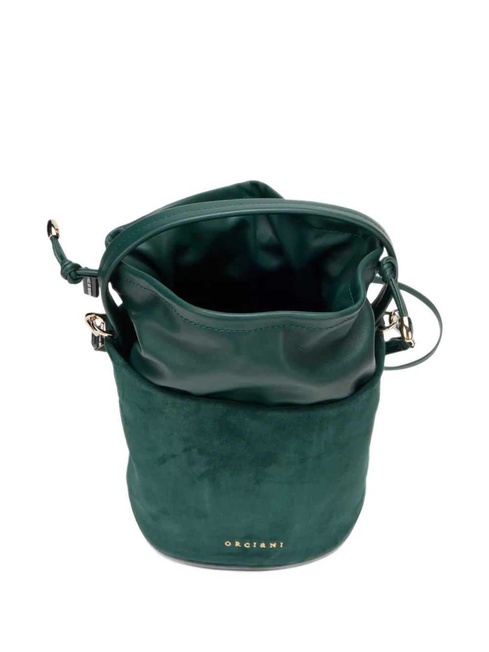 Orciani small Her-O Peach Oro suede bucket bag Groen