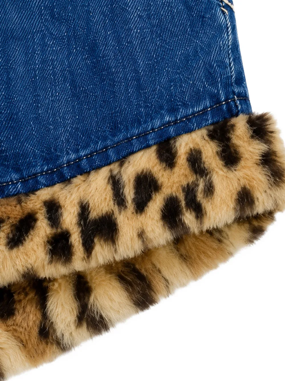 Miss Grant Kids Denim shorts met luipaardafwerking Blauw