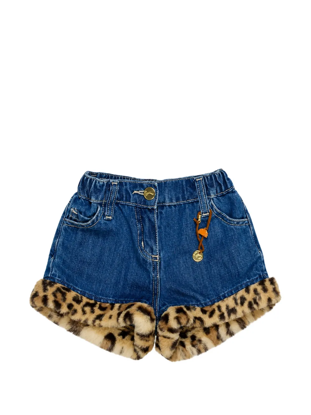 Miss Grant Kids Shorts aus Faux Fur mit Leopardenprint - Blau