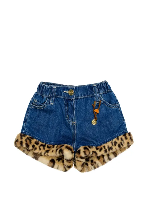 Miss Grant Kids leopard-print faux-fur trim shorts
