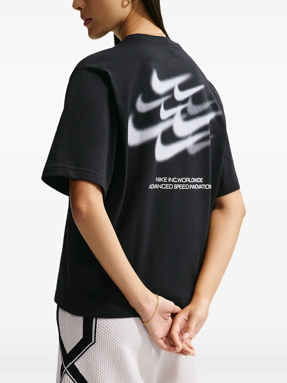 Nike logo-print loose-fit T-shirt Zwart