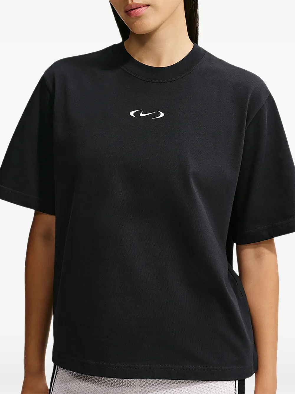 Nike logo-print loose-fit T-shirt Zwart