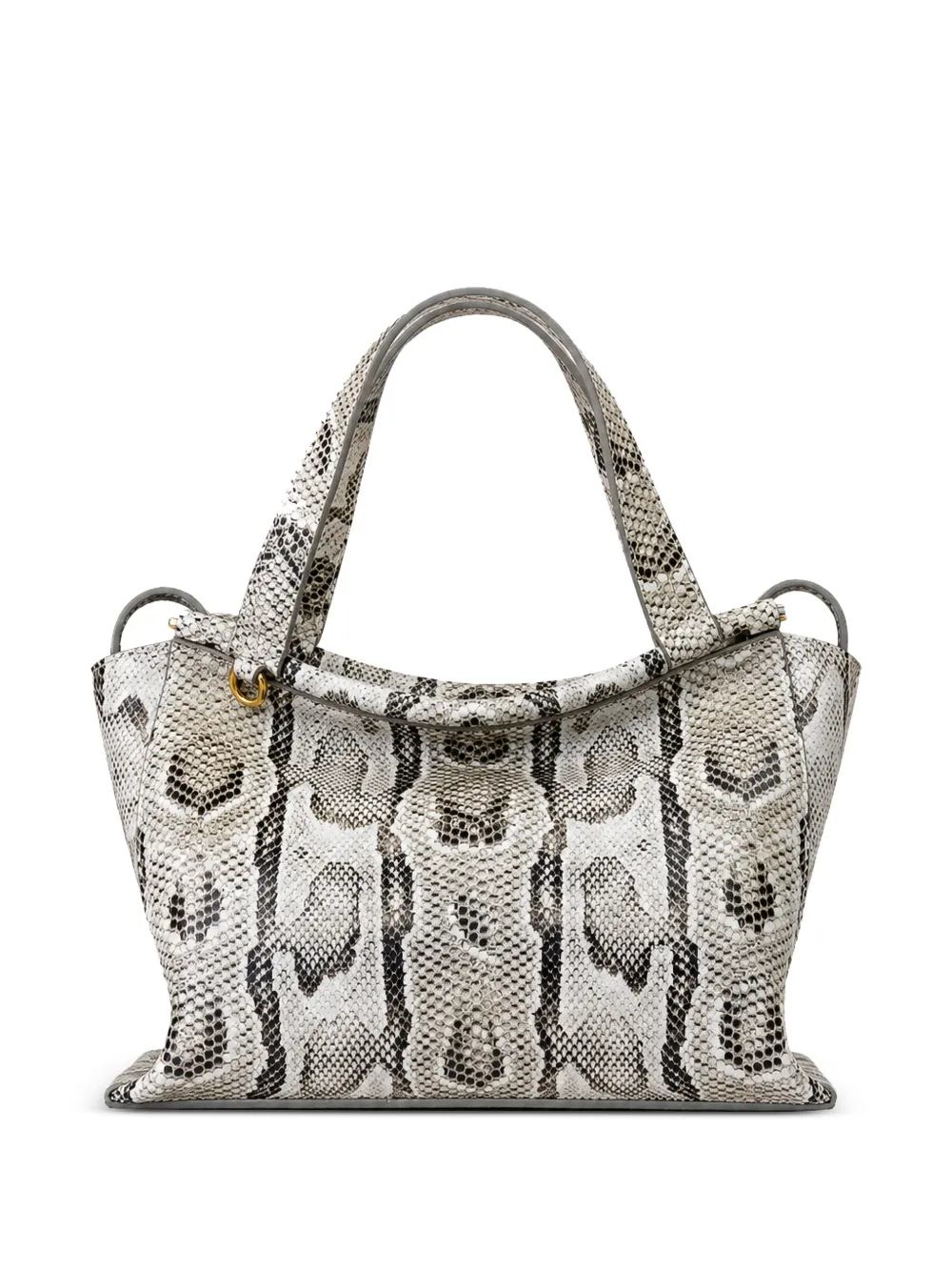 Wandler Kleine Ida Schultertasche aus Leder mit Schlangenprint - Weiß