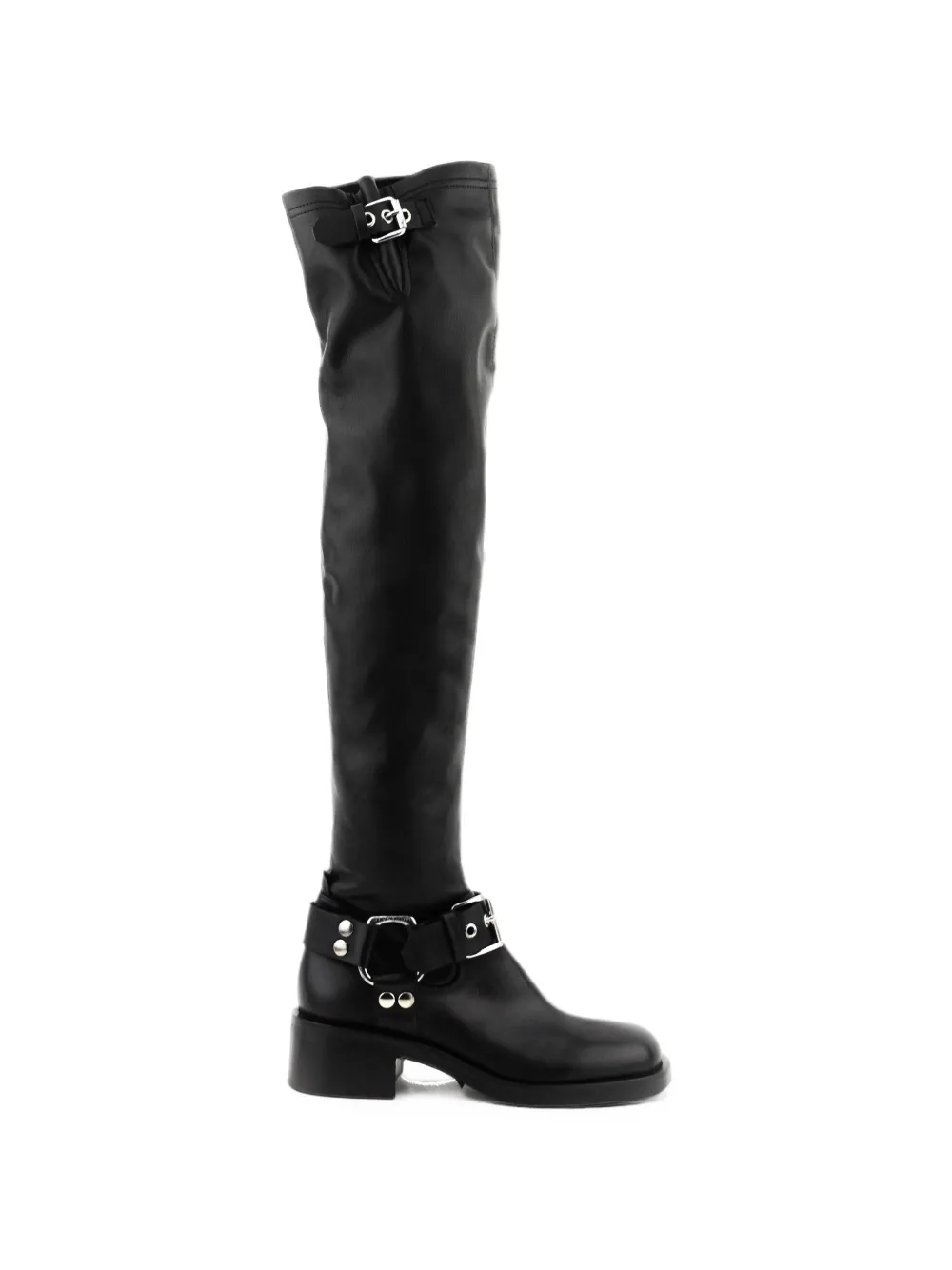 Strategia shoes buckle-detail leather over-the-knee boots in Black