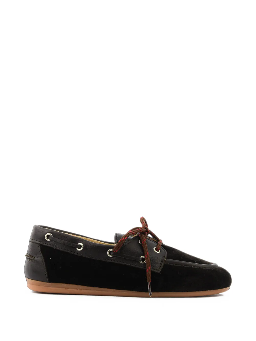 Posa Mocassini Boat in velluto con lacci - Marrone