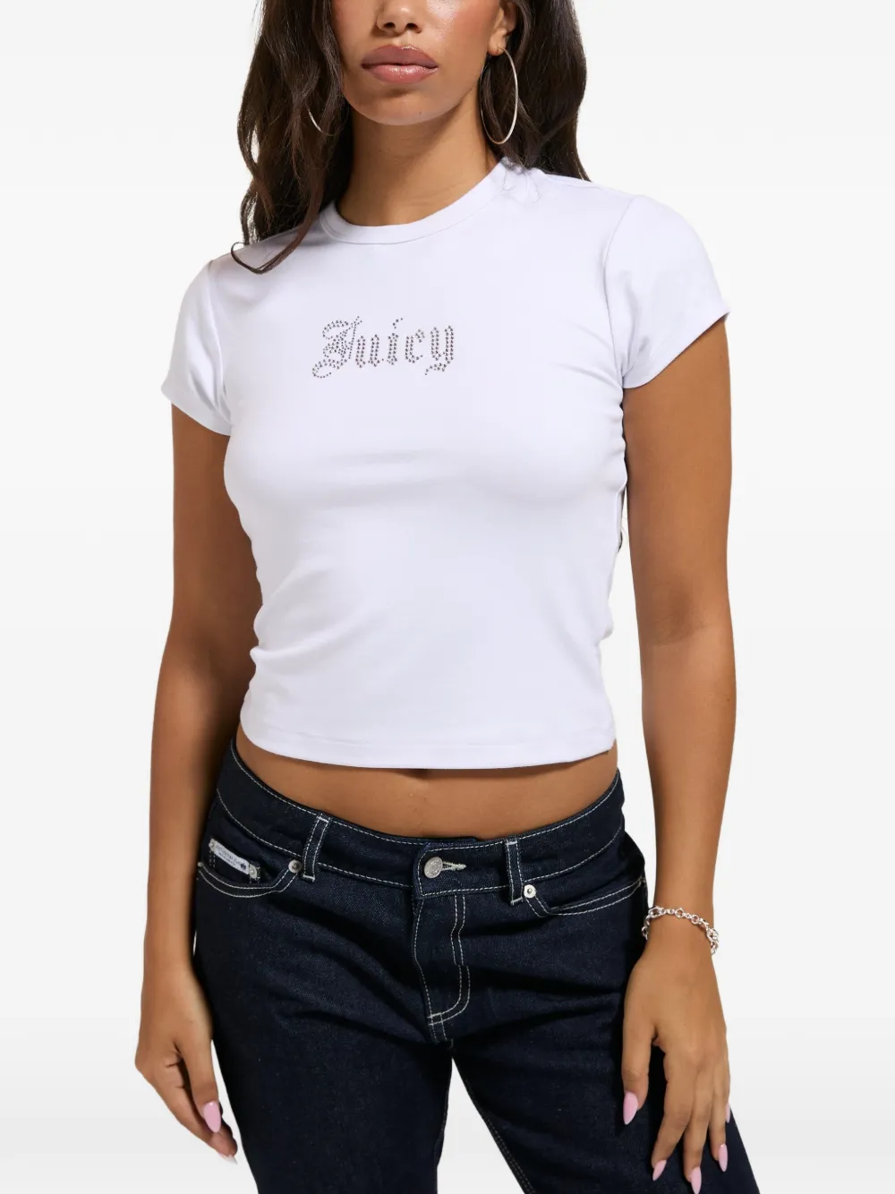 Juicy Couture Old Gothic T-shirt met stras Wit