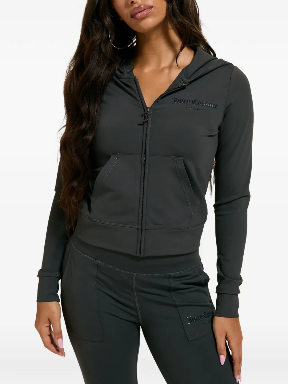 Juicy Couture Hoodie met logoprint en rits Grijs