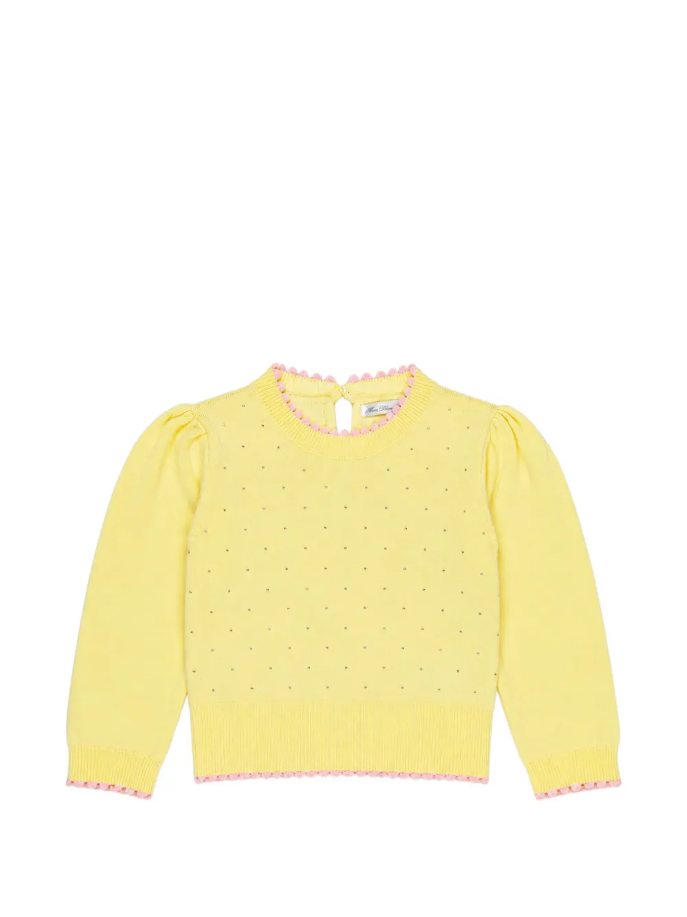 Miss Grant Kids rhinestone-embellished pompom-trim sweater - Giallo