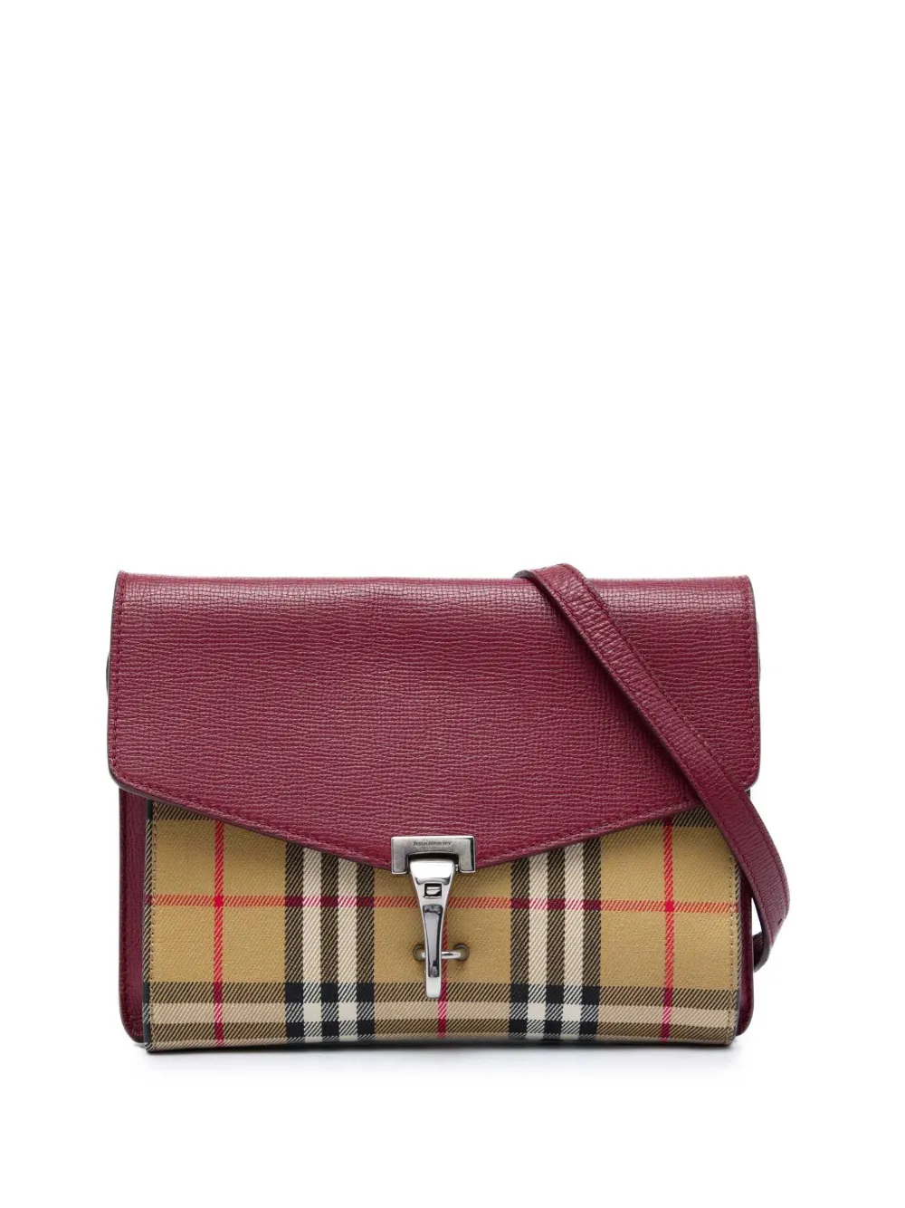Burberry Pre-Owned 2000-2017 Small Leather and House Check Canvas Derby Macken crossbody bag - Red