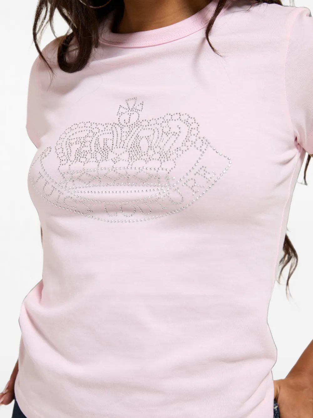 Juicy Couture T-shirt met wapenschild met kroon en studs Roze