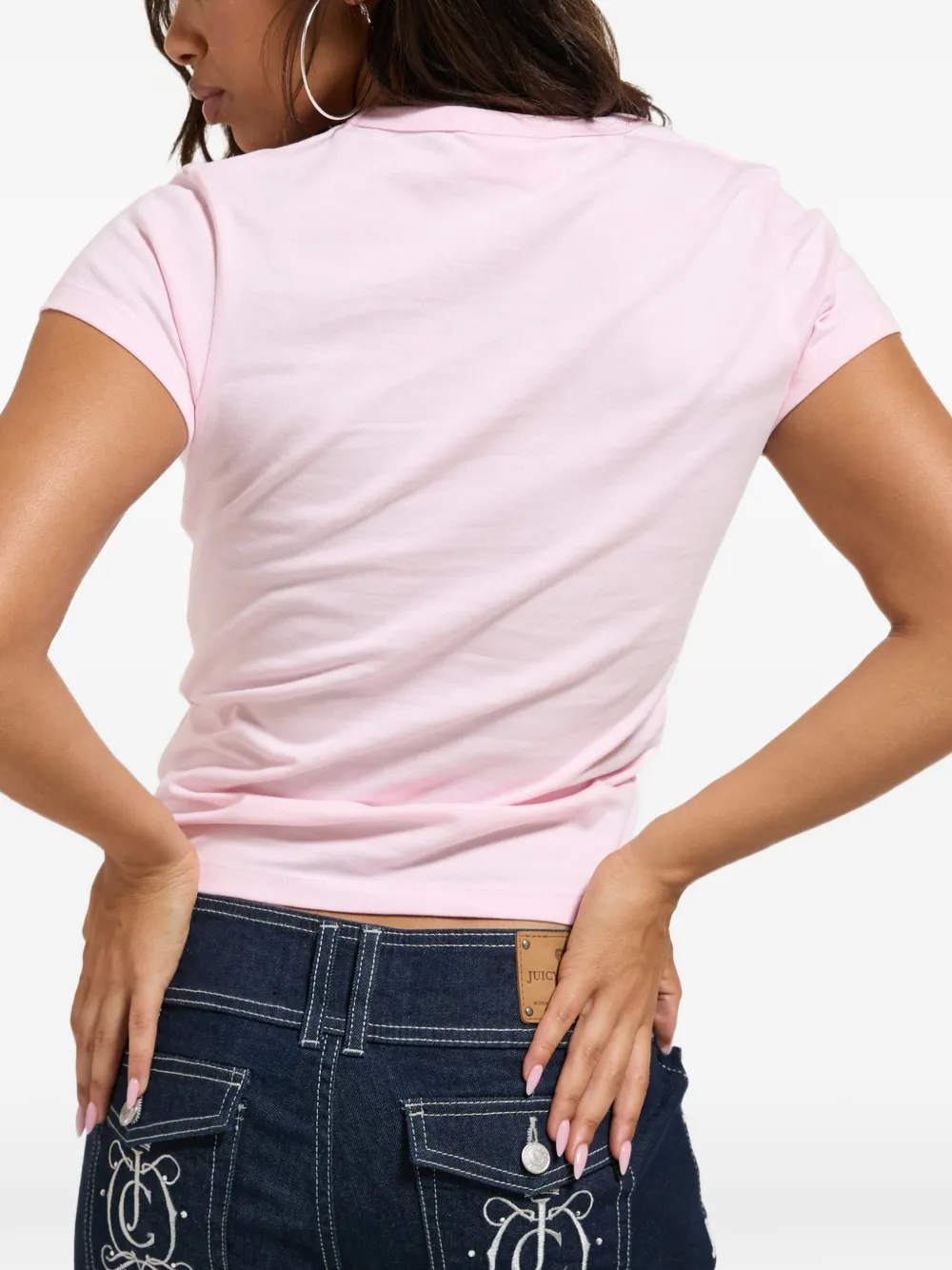 Juicy Couture T-shirt met wapenschild met kroon en studs Roze
