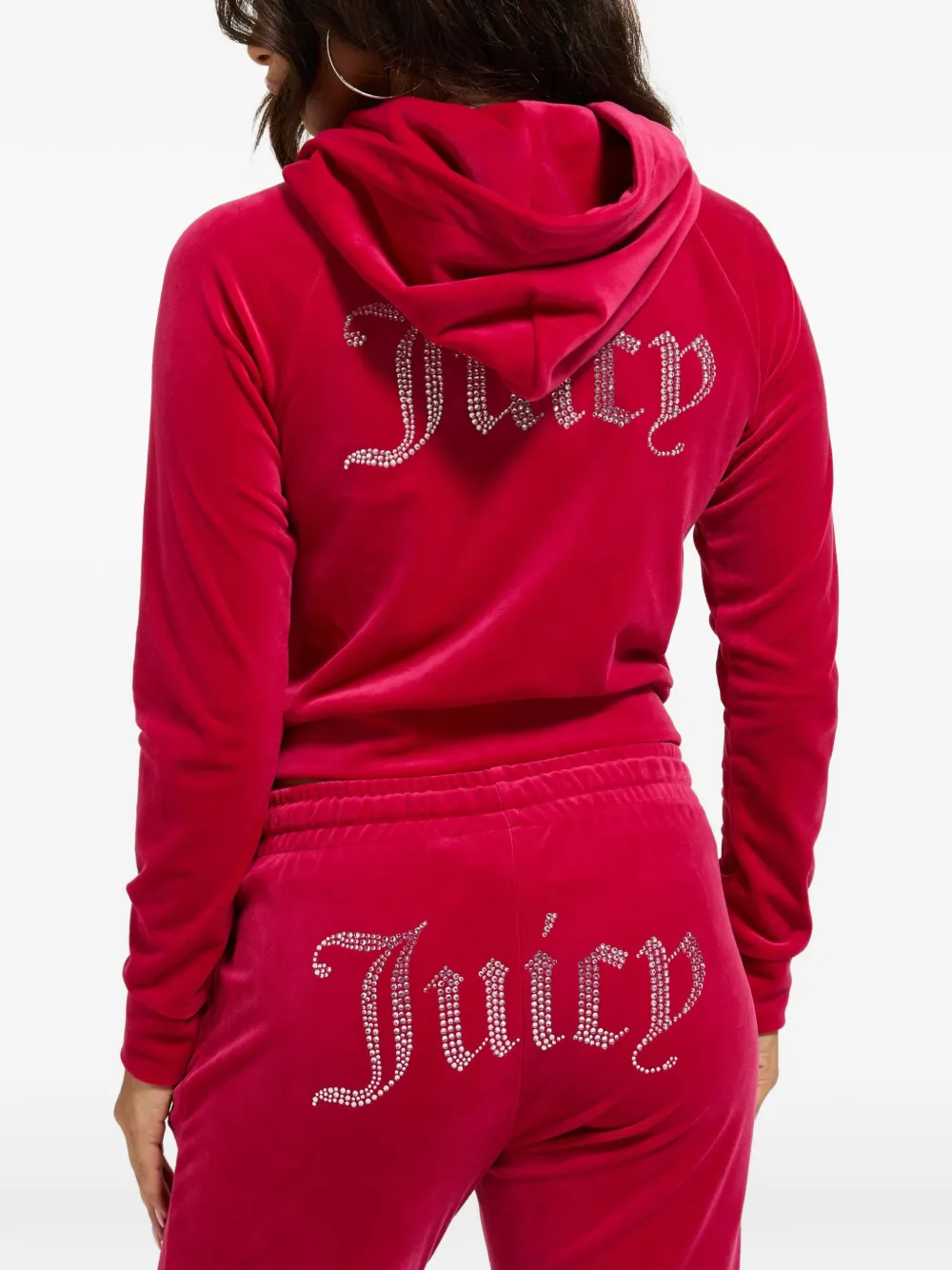 Juicy Couture Diamanté fluwelen hoodie Rood