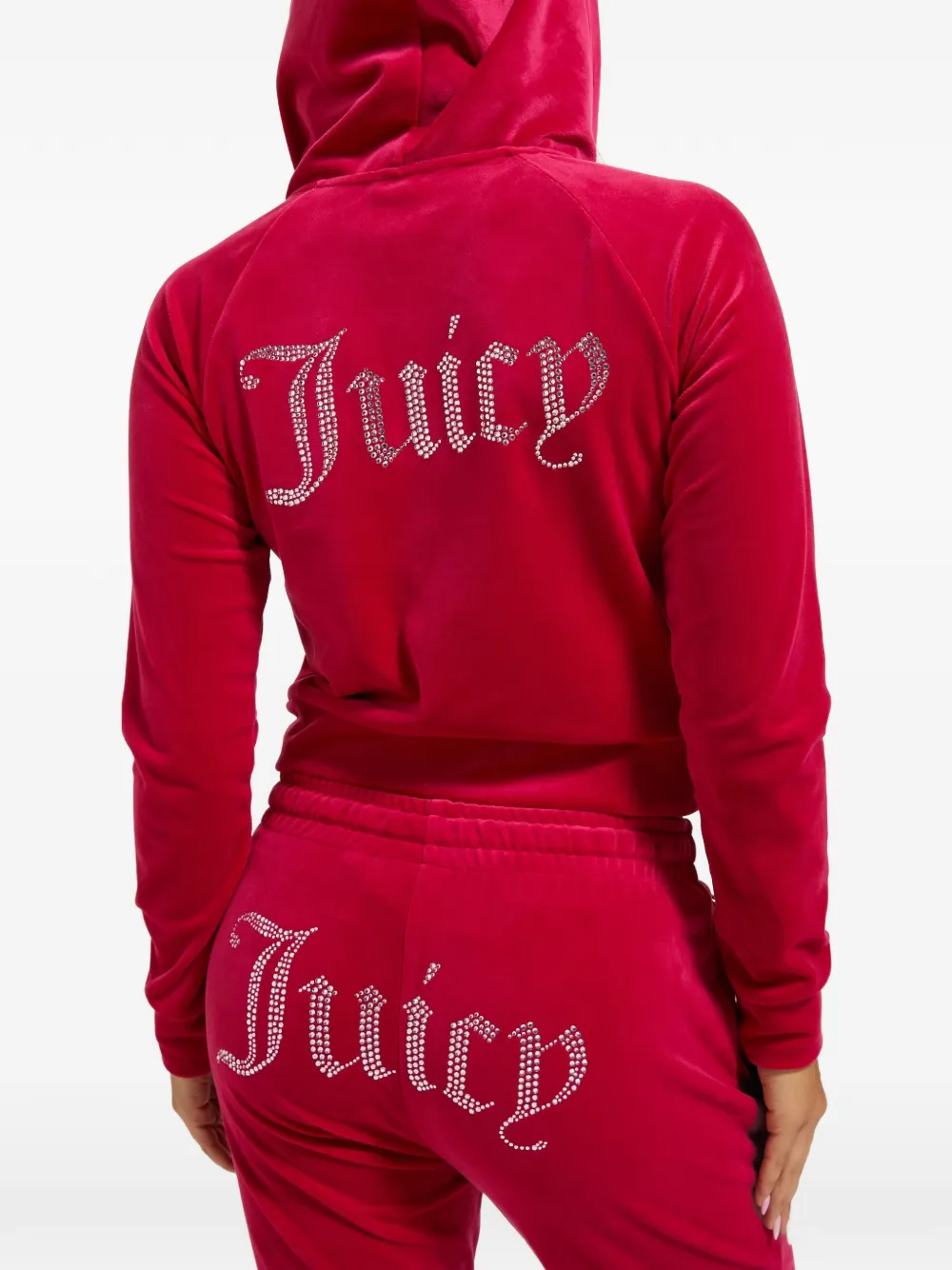 Juicy Couture Diamanté fluwelen hoodie Rood