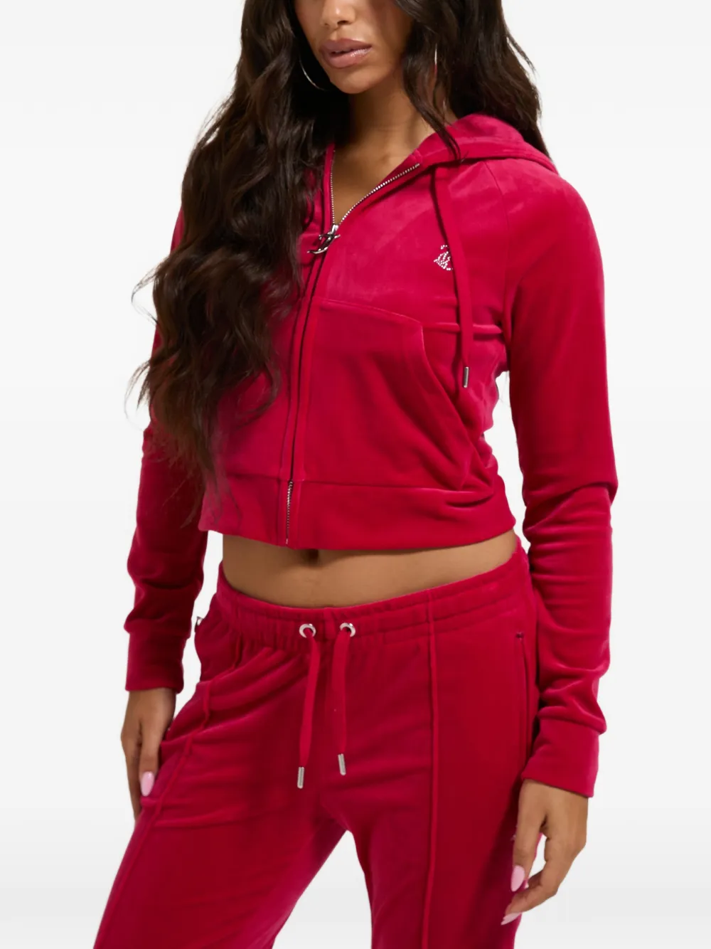 Juicy Couture Diamanté fluwelen hoodie Rood