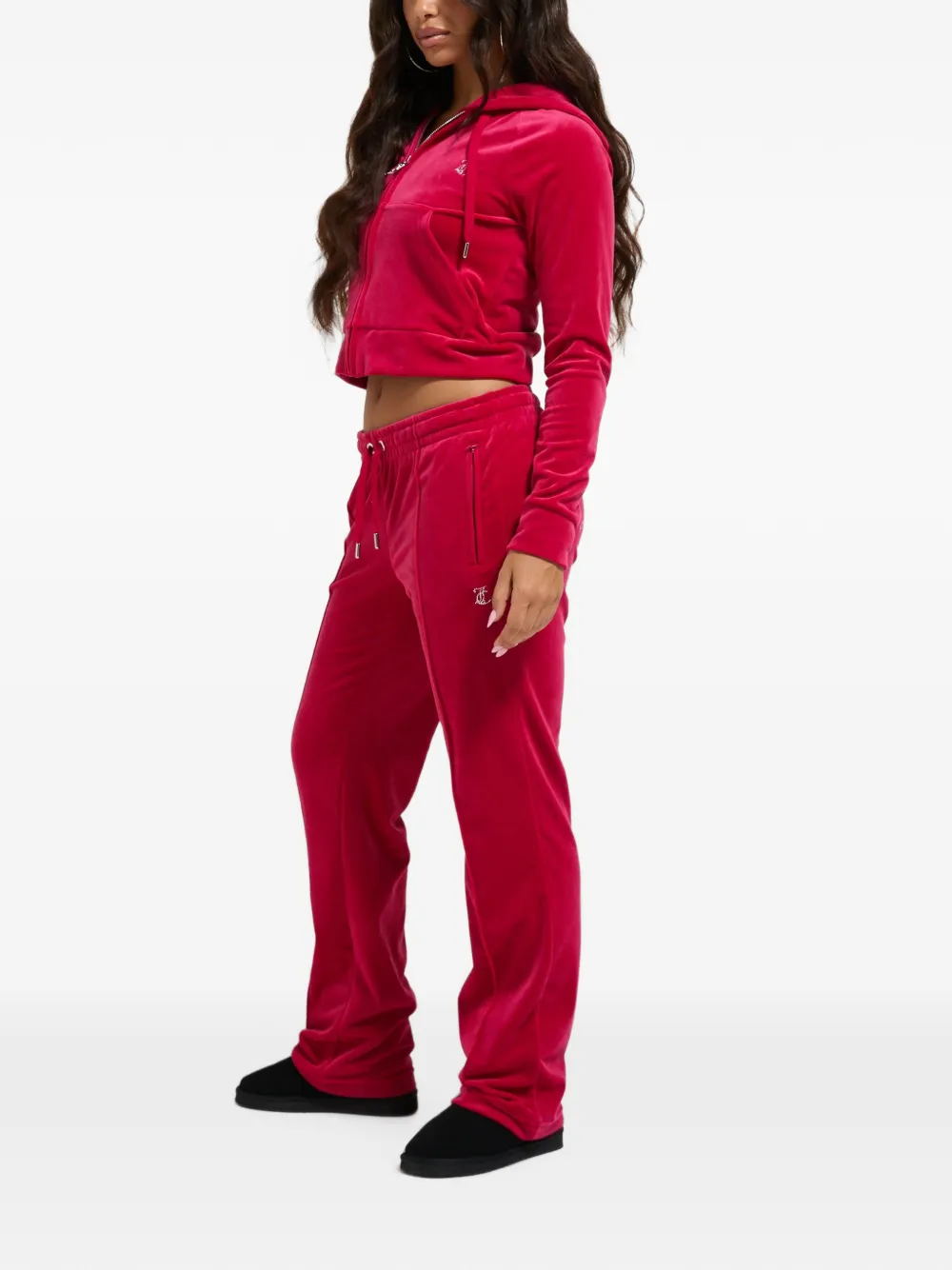 Juicy Couture Diamanté fluwelen hoodie Rood