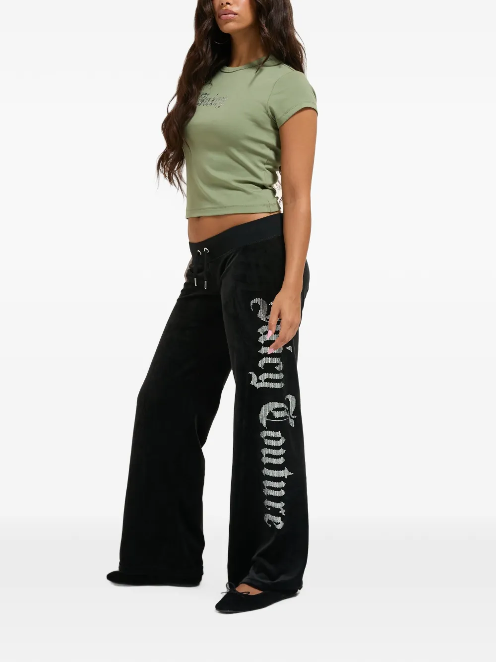 Juicy Couture T-shirt met logo van stras Groen