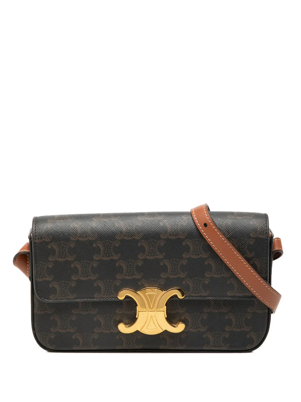 Celine Pre-Owned 2021 Triomphe Coated Canvas Claude shoulder bag - Brown