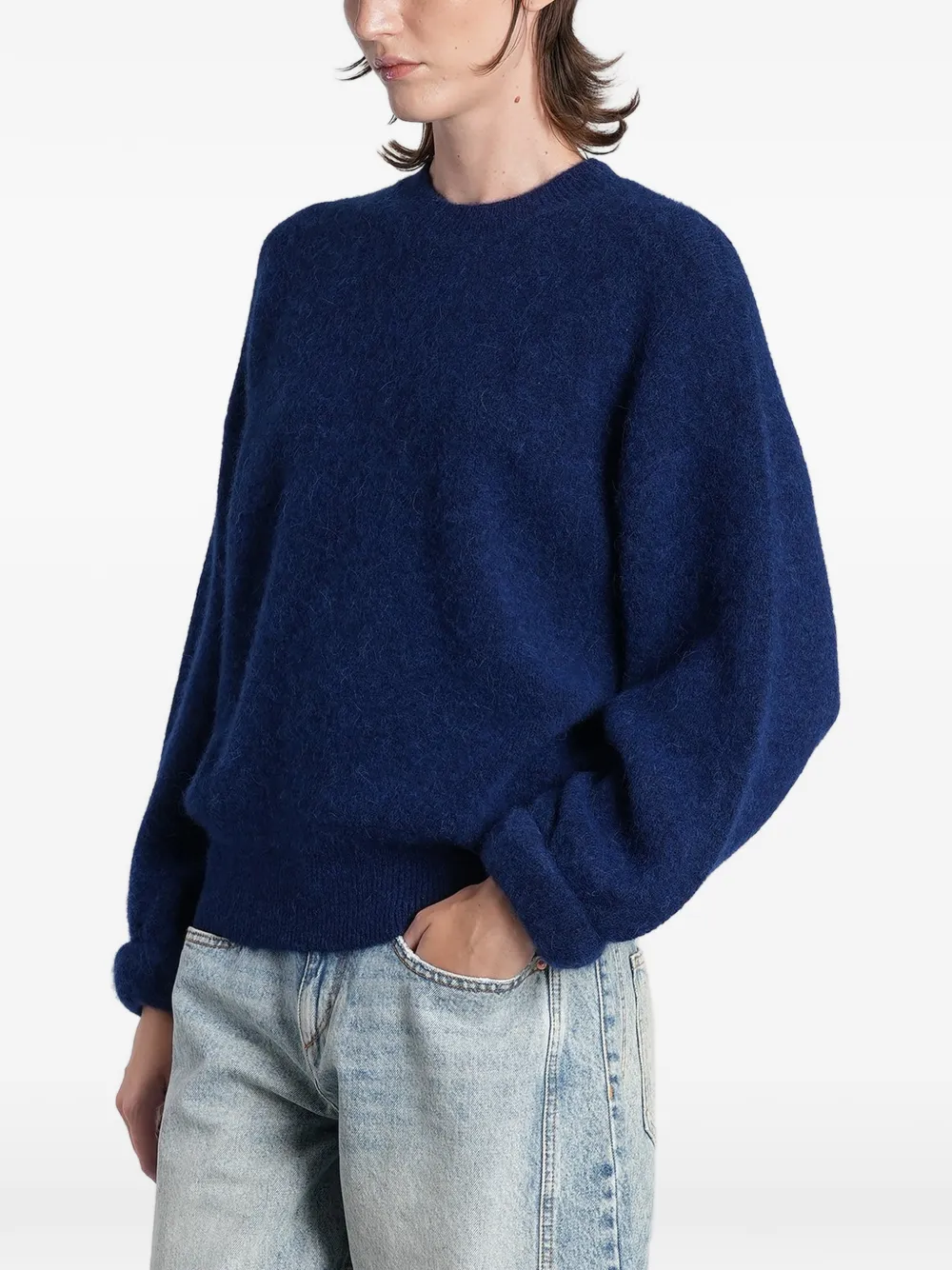 ISABEL MARANT Geborstelde trui met ronde hals Blauw