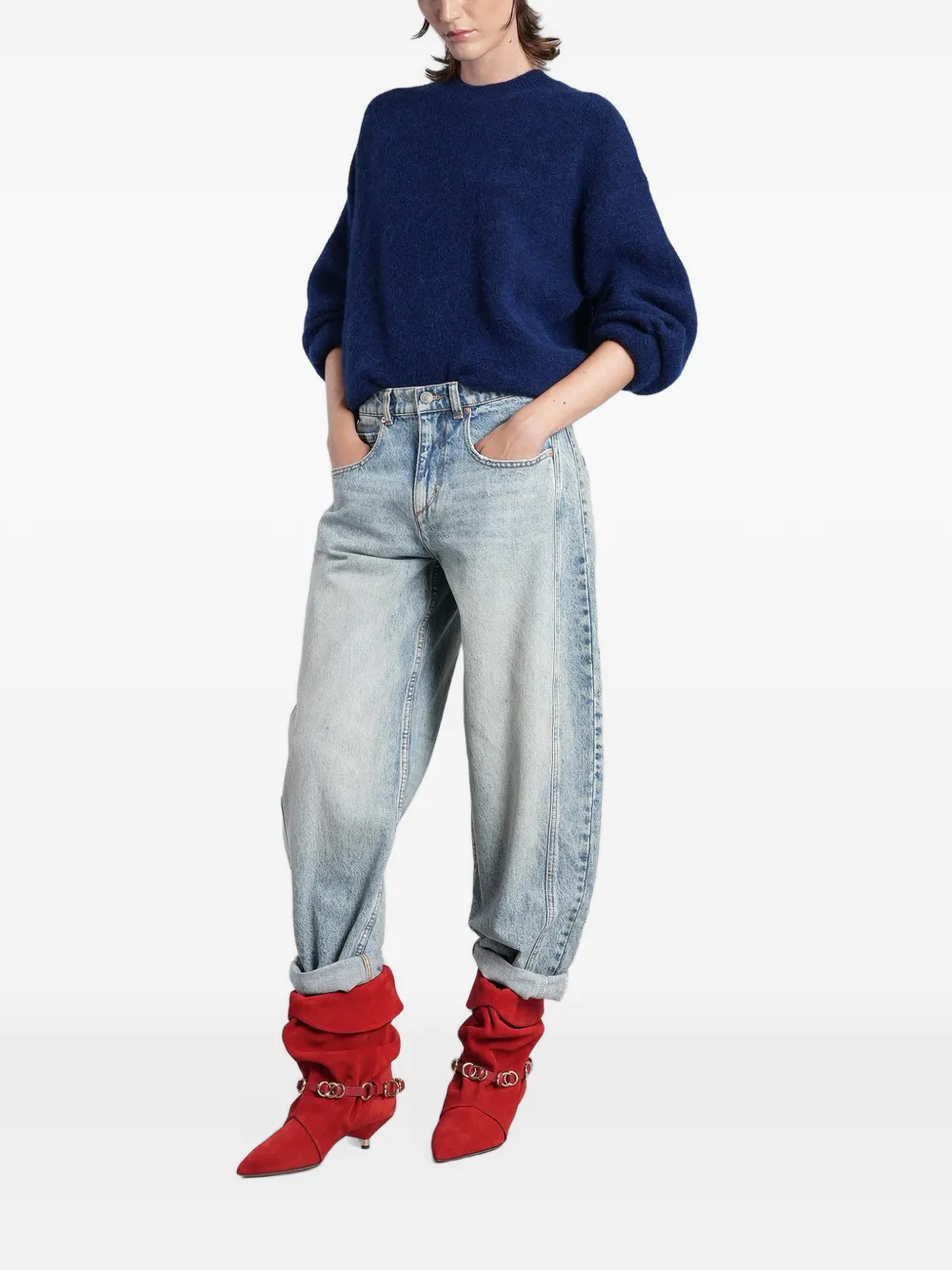 ISABEL MARANT Geborstelde trui met ronde hals Blauw