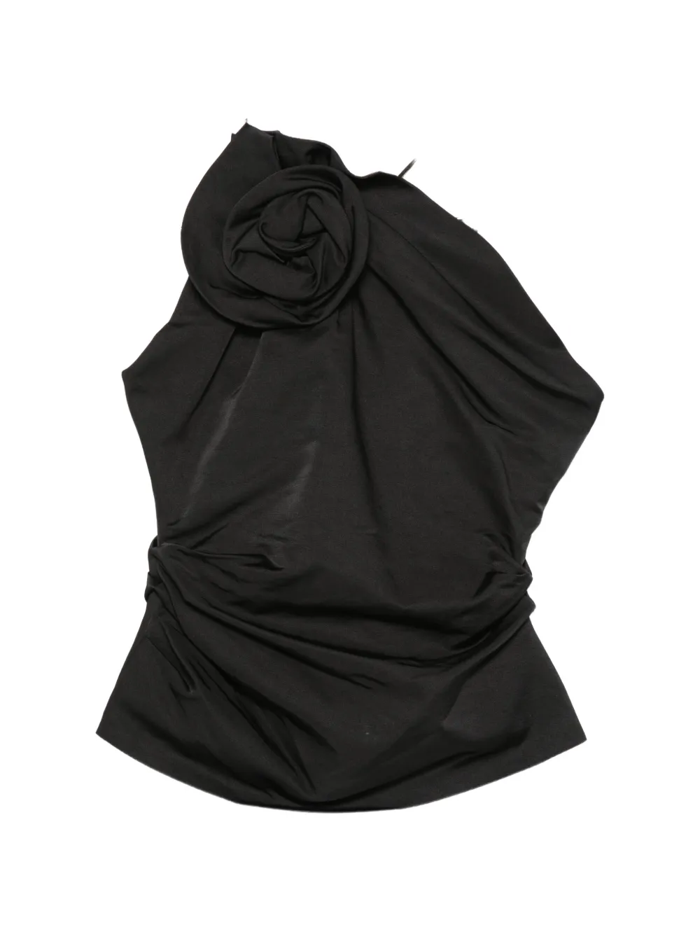 Magda Butrym floral-appliqué draped top - Black