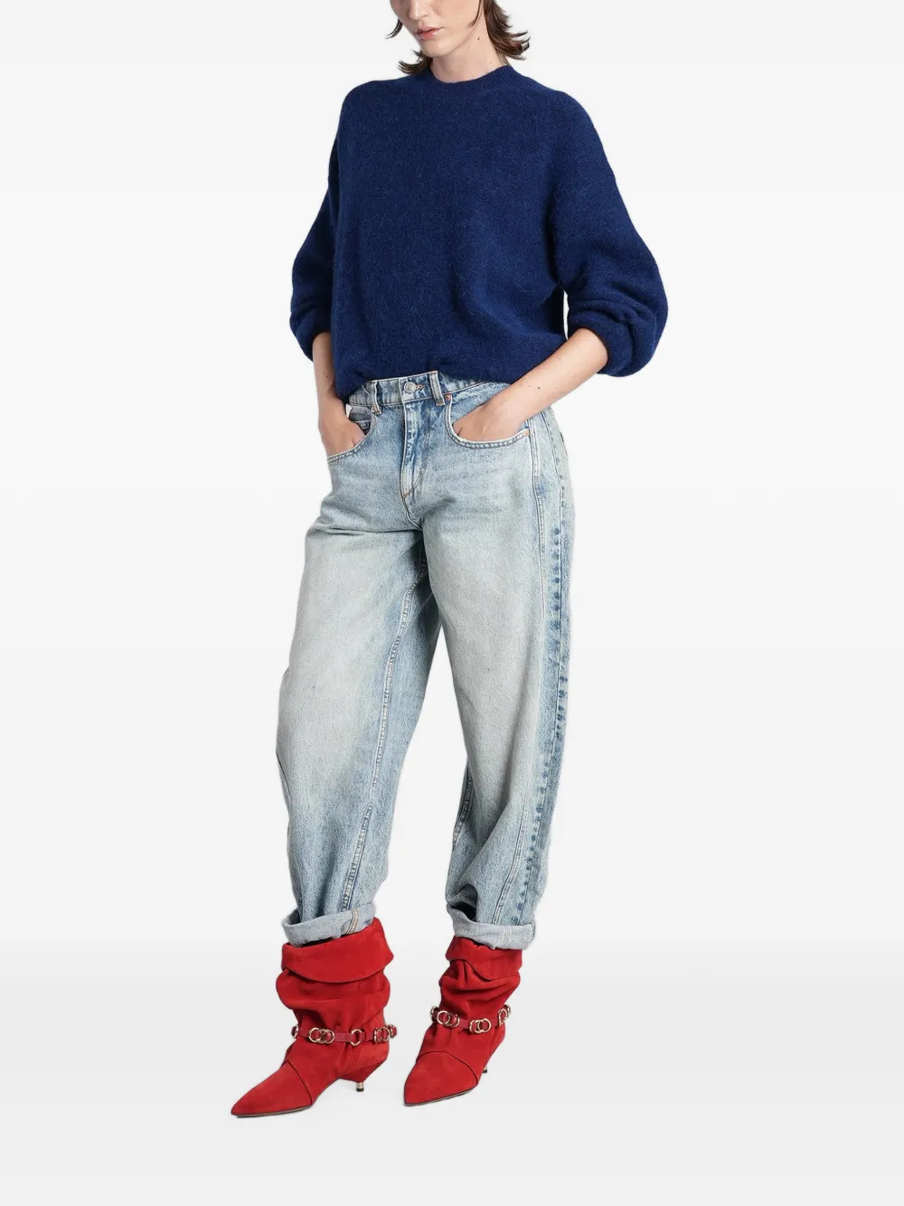 ISABEL MARANT Jeans met acid-wassing en barrelpijpen Blauw