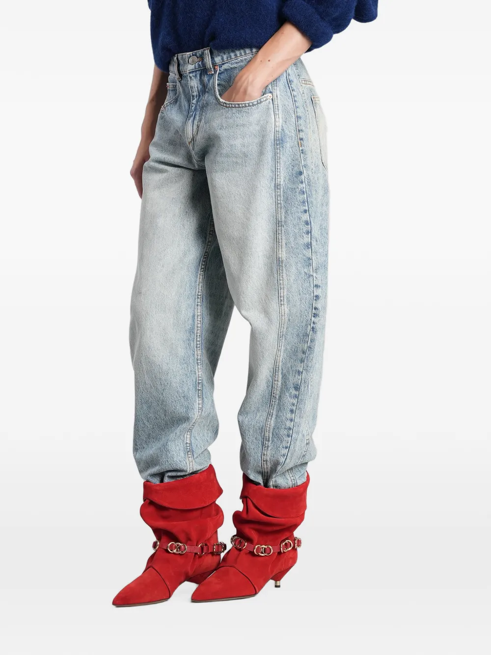 ISABEL MARANT Jeans met acid-wassing en barrelpijpen Blauw