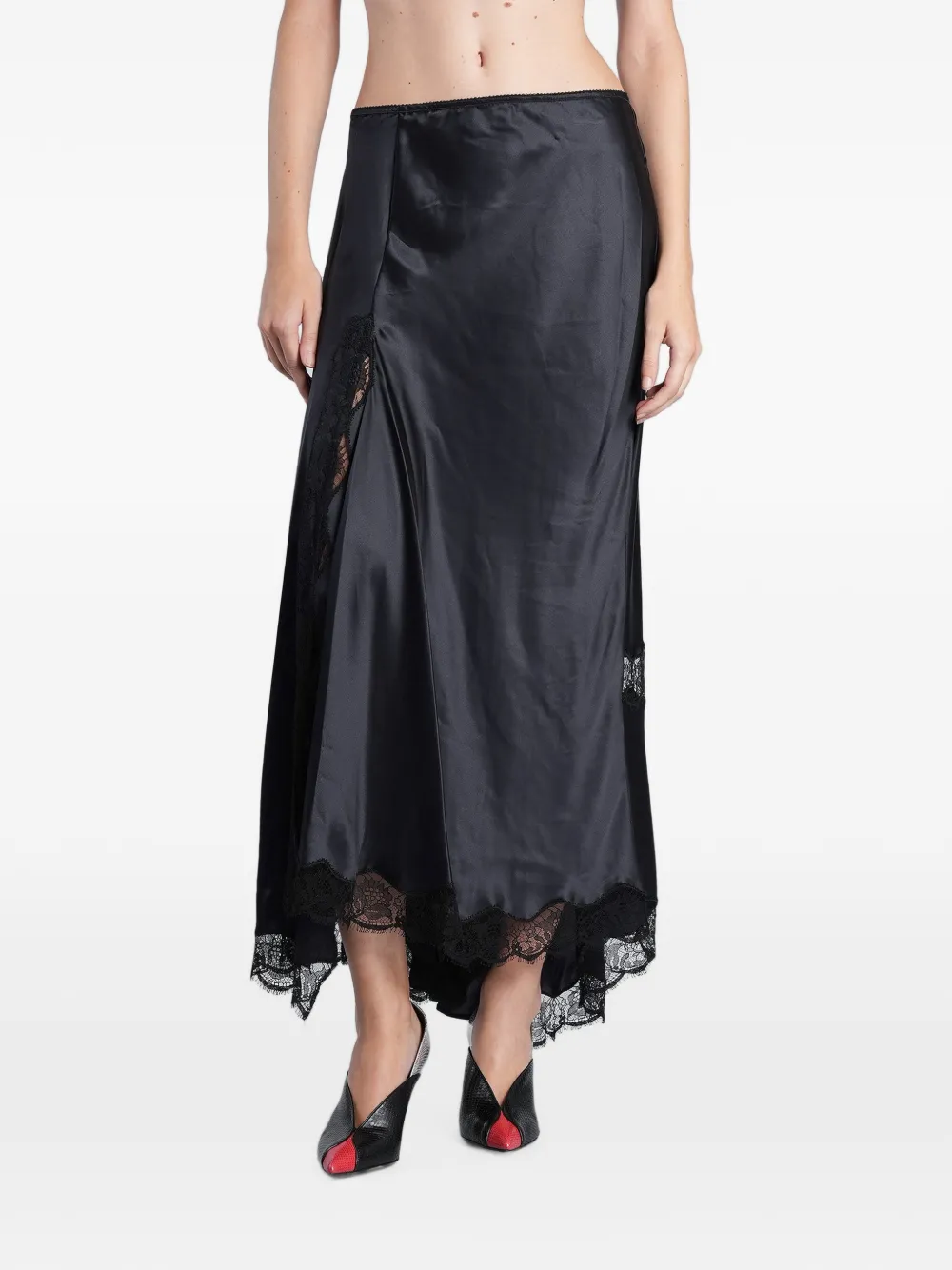 ISABEL MARANT jupe bordée de dentelle à design asymétrique - Noir