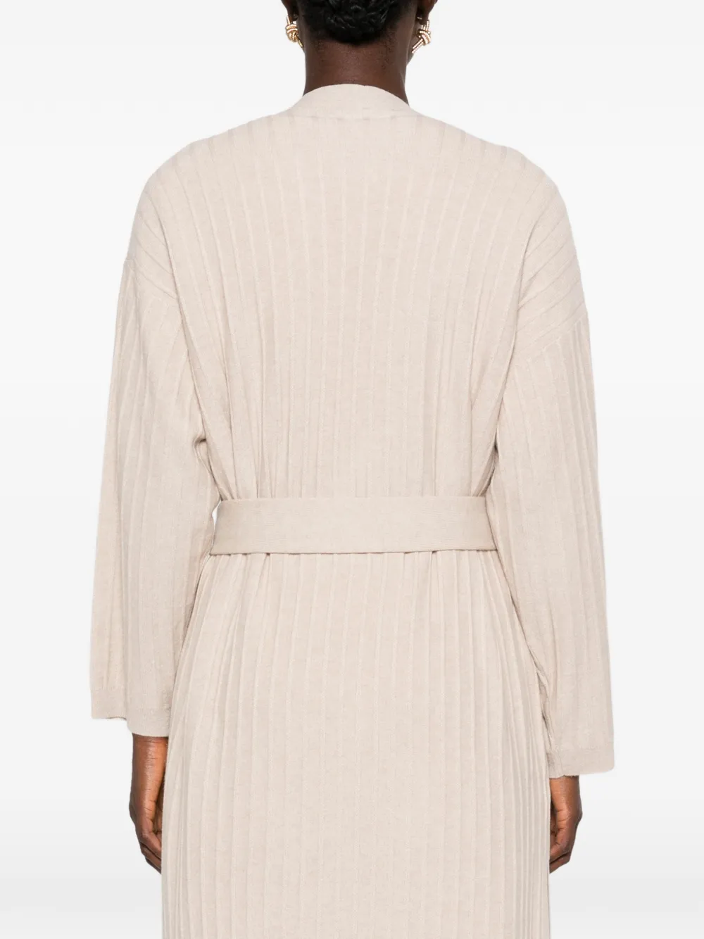Fabiana Filippi belted ribbed-knit cardigan Beige