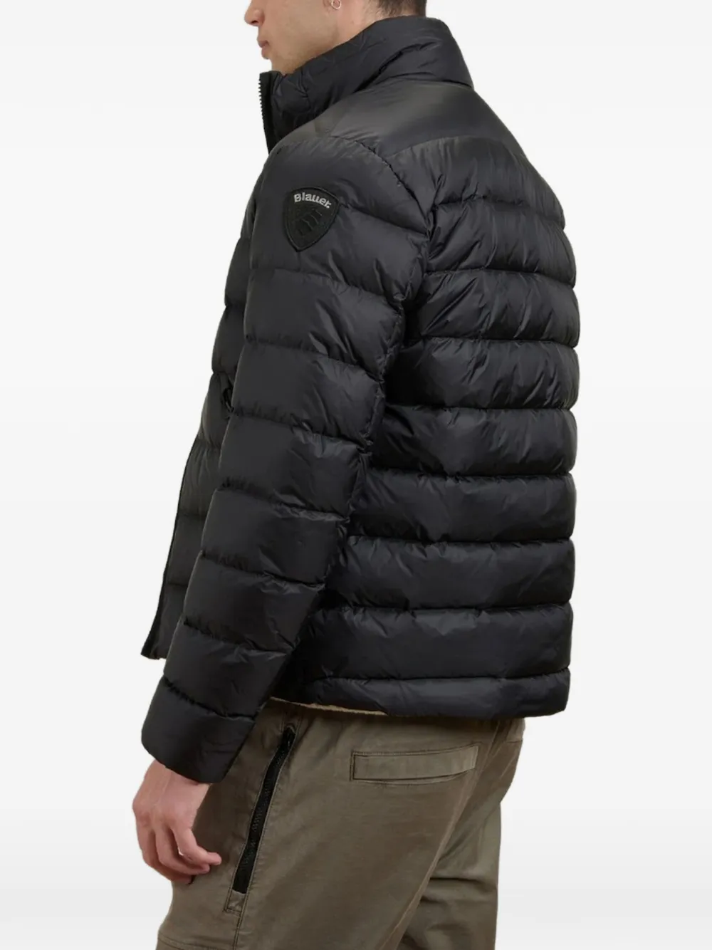 Blauer Gewatteerd jack met logopatch Zwart