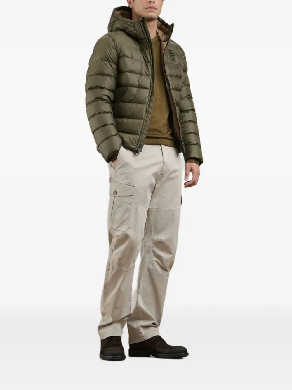 Blauer Gevoerd jack met capuchon Groen