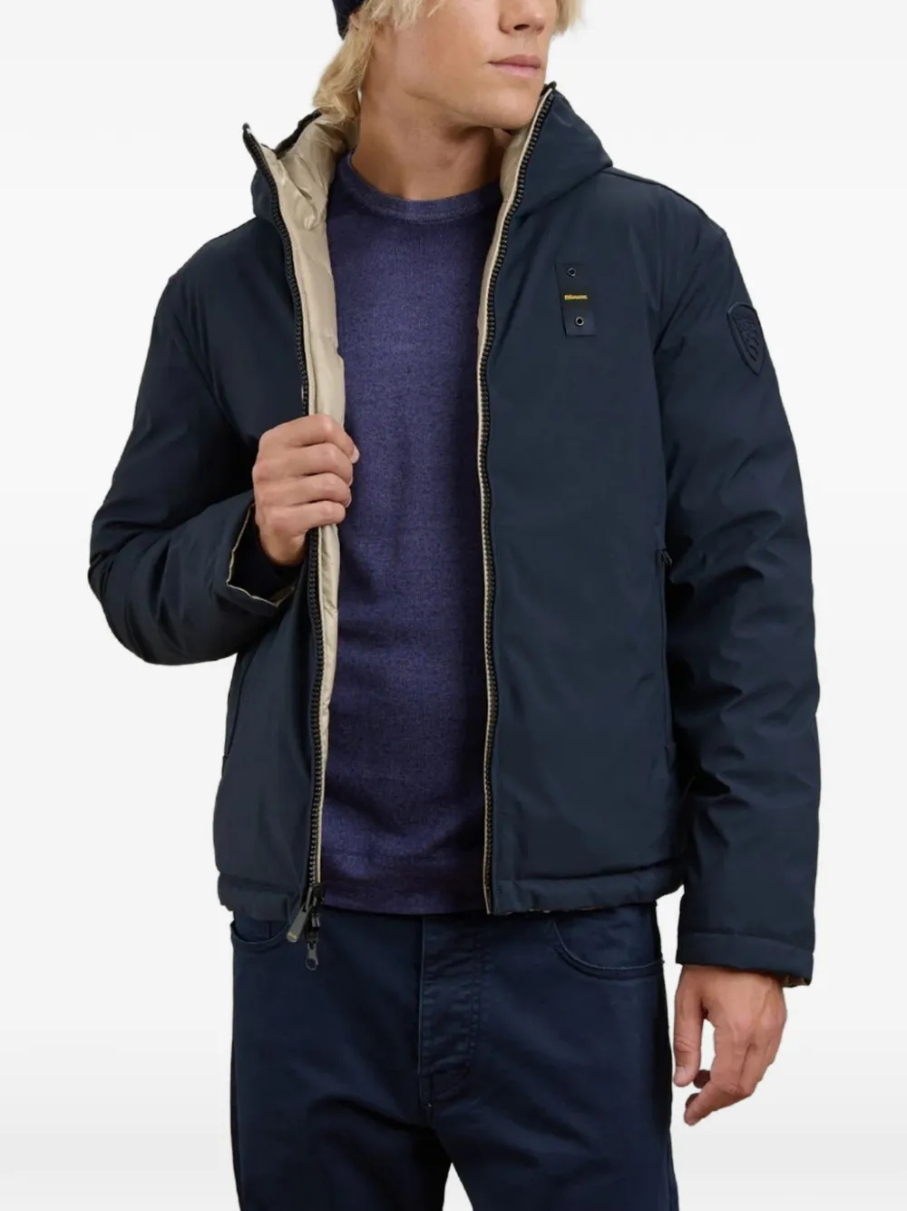 Blauer Jack met capuchon Blauw