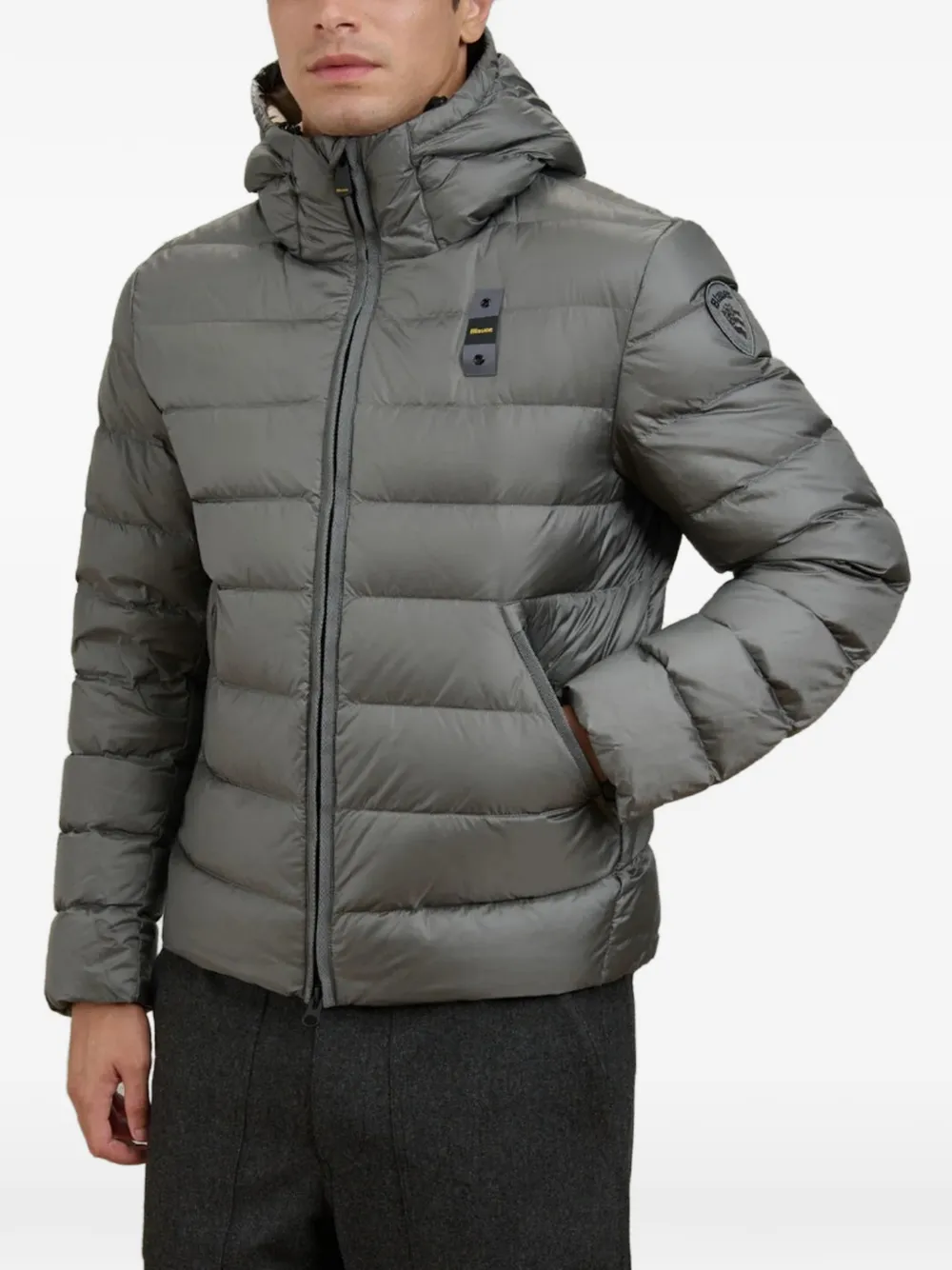Blauer Gevoerd jack met capuchon Grijs