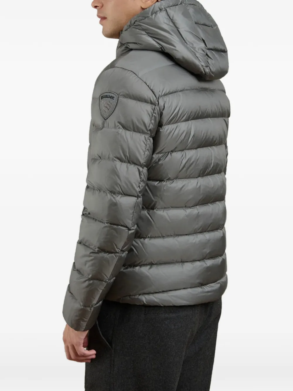Blauer Gevoerd jack met capuchon Grijs