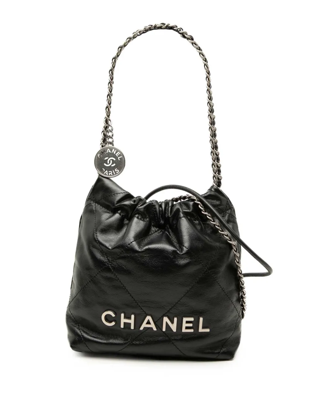 CHANEL Pre-Owned 2021-2026 Mini Shiny Calfskin 22 Handbag satchel - Nero