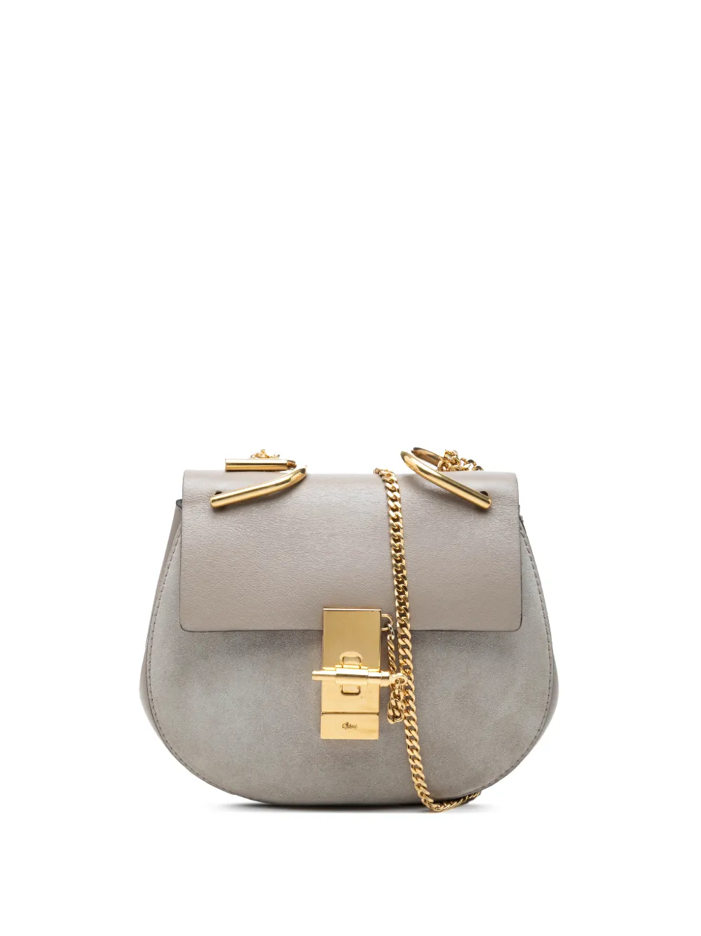 Chloé Pre-Owned 2016 mini zweifarbige Drew Umhängetasche aus Wildleder und Kalbsleder - Grau
