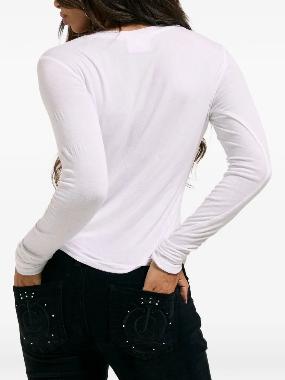 Juicy Couture T-shirt met lange mouwen en wapenschild van stras Wit