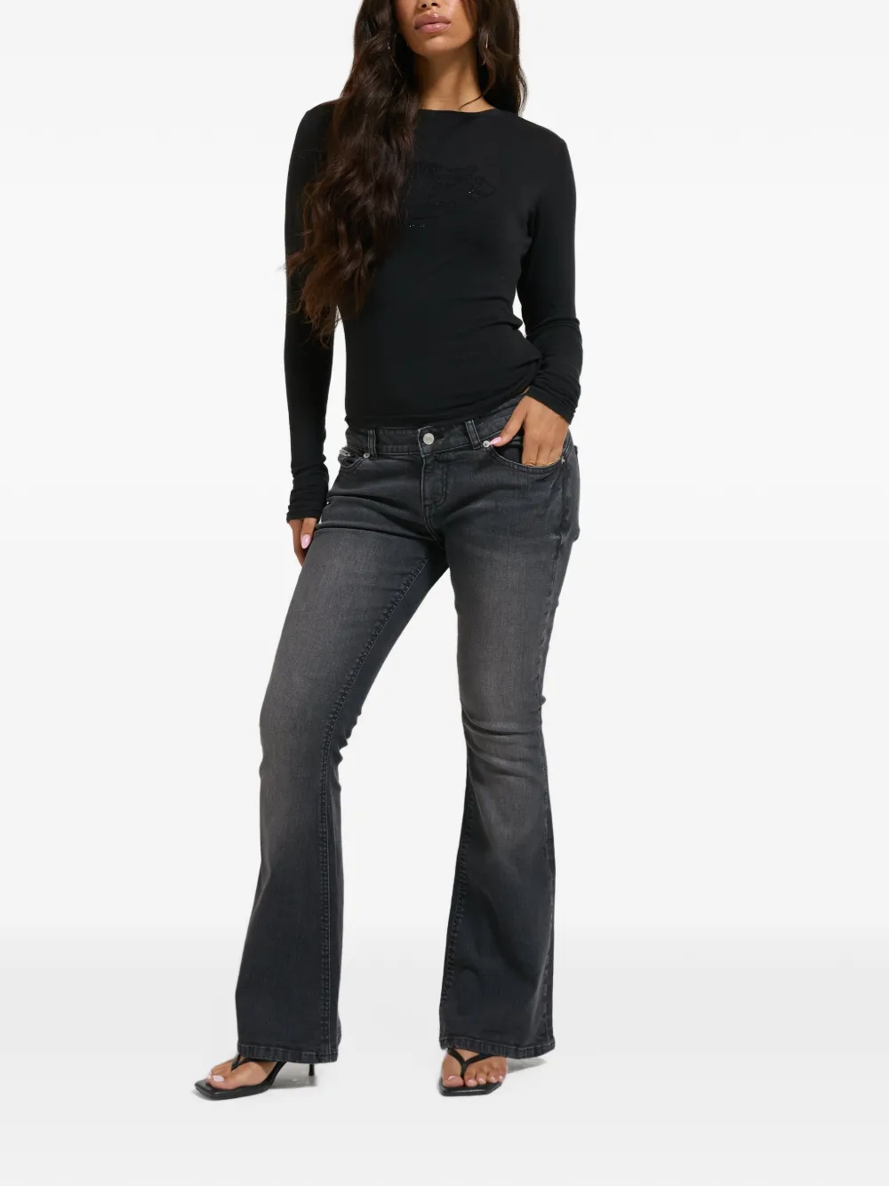 Juicy Couture T-shirt met logo van stras Zwart