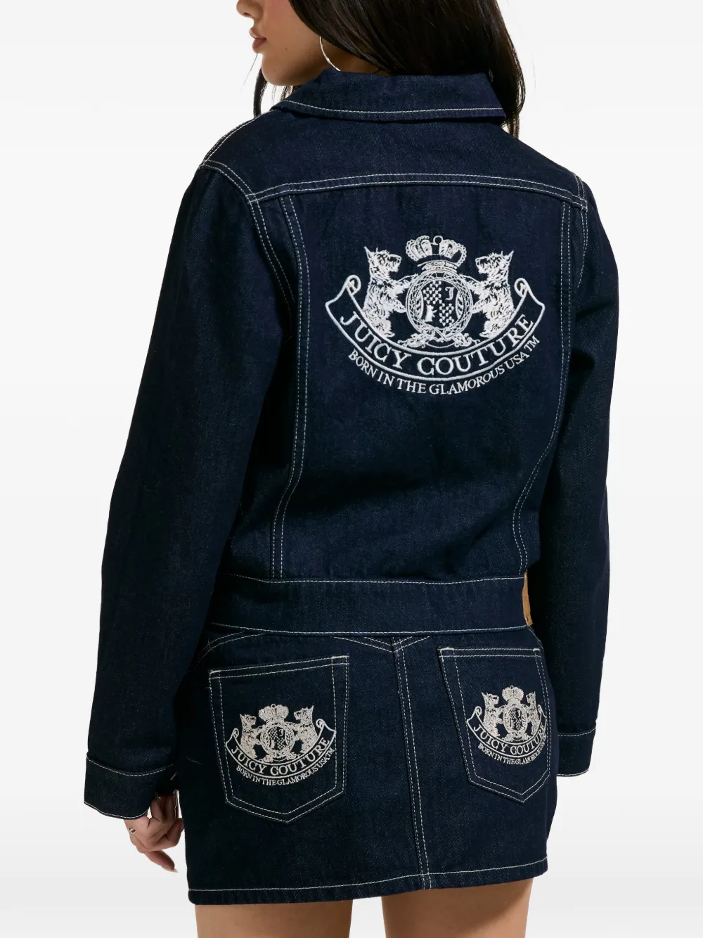 Juicy Couture Denim mini-rok met geborduurd wapenschild Blauw
