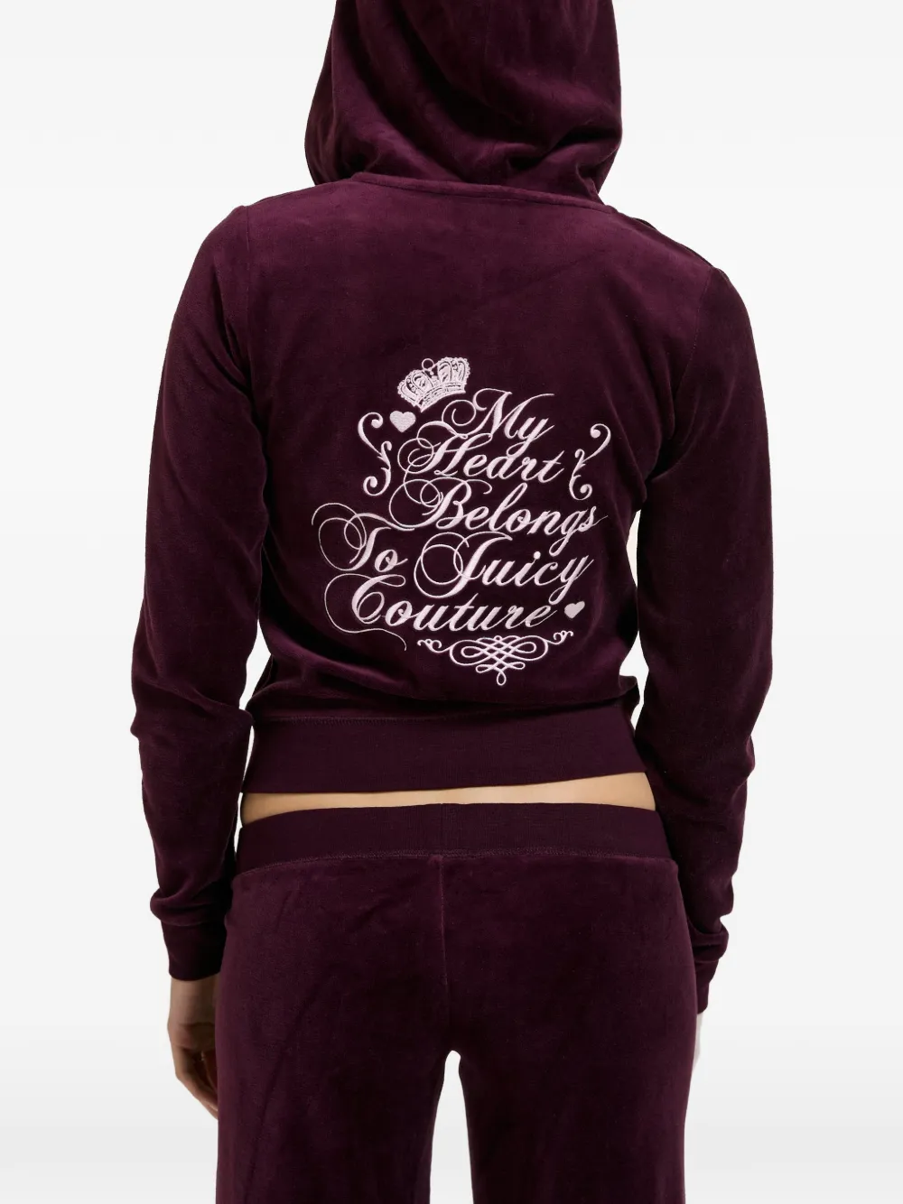 Juicy Couture Hoodie met rits en geborduurd logo Paars