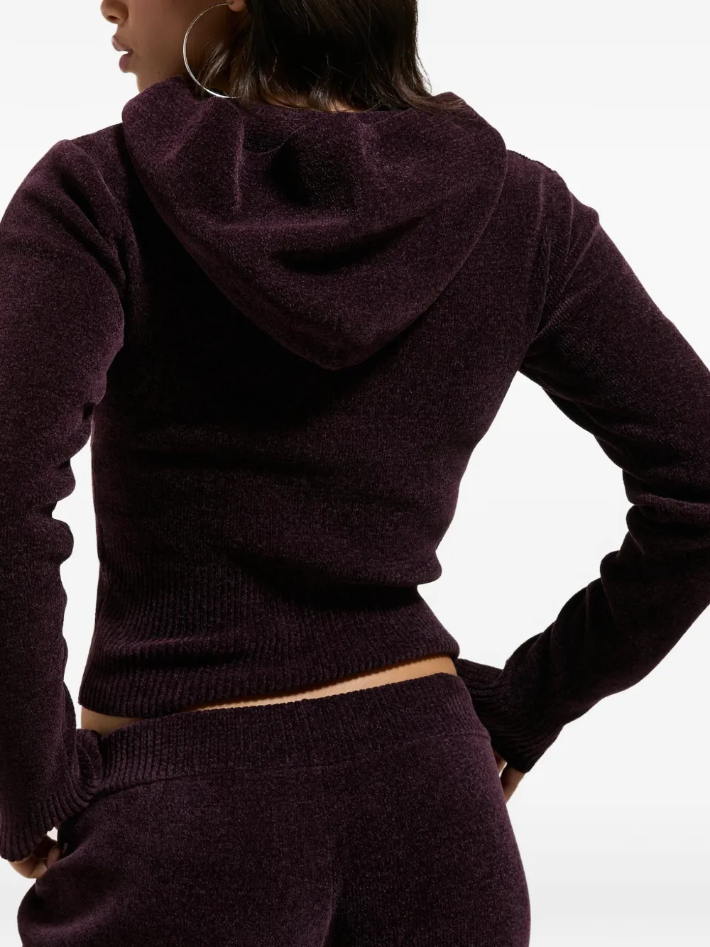 Juicy Couture Hoodie met geborduurd logo en rits Paars